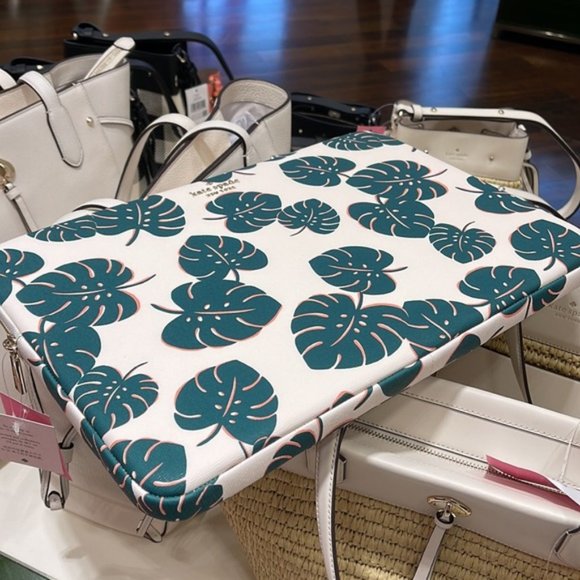 Kate Spade Darcy Monstera Leaves Laptop Sleeve Cream Multi - Picture 14 of 16